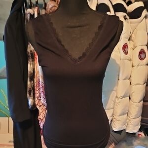 Chic Black Lace V-Neck Women's Bodysuit